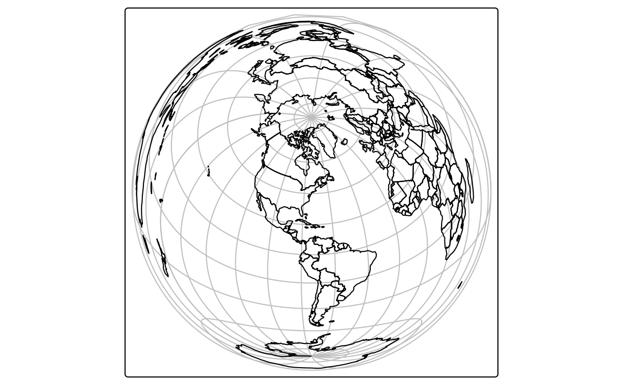 Lambert azimuthal equal-area projection of the world centered on New York City.